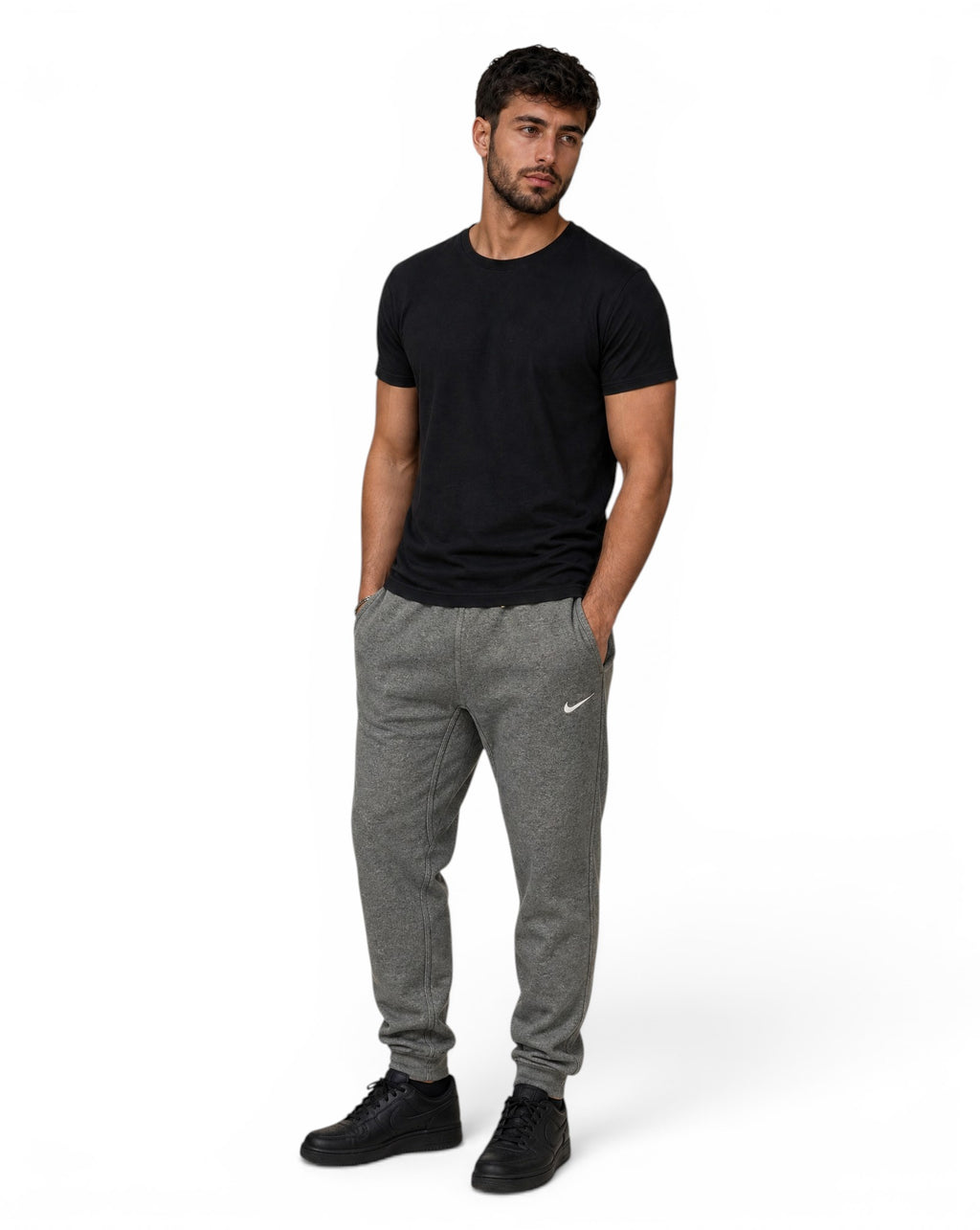 Grijze Nike joggingbroek Solo Swoosh met geborduurd logo