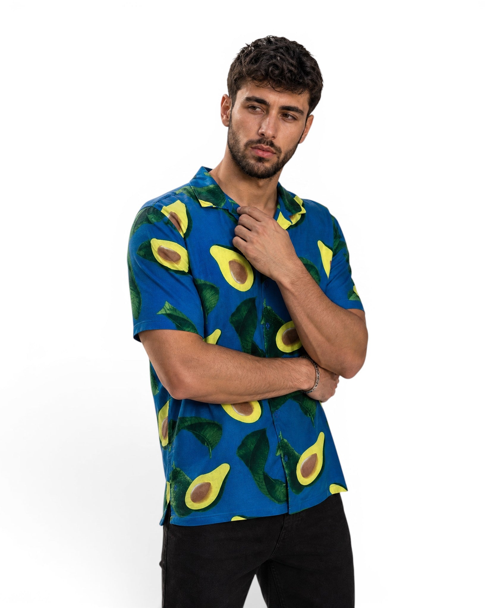 Hawaïhemd Brave Soul Koningsblauw Avocadoprint - Fun / Festival Stijl