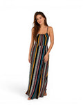 Lange jurk met open rug Boho - 100% Viscose - Meerkleurige etnische print
