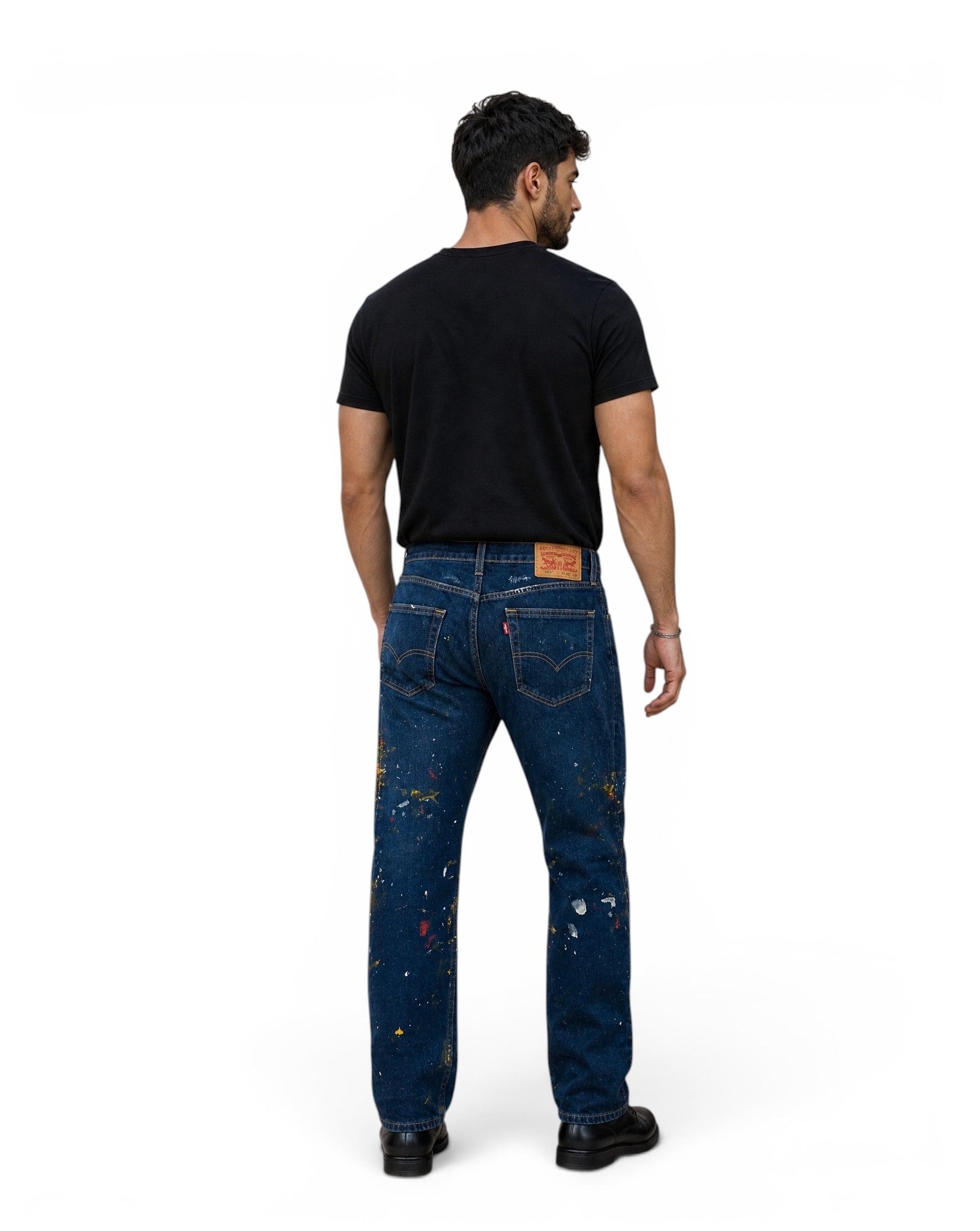 Levi's 502 Taper Jeans Donkerblauw Verfspatten / Paint Splatter