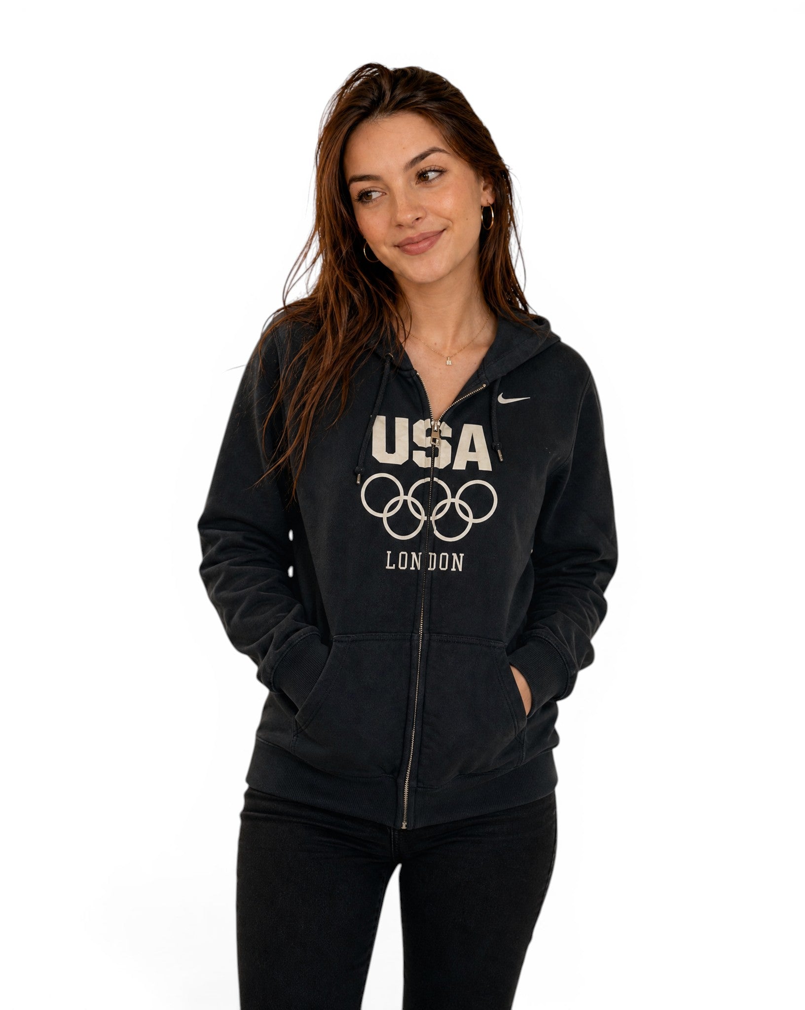 Nike zip-up hoodie met rits Olympische Spelen USA London