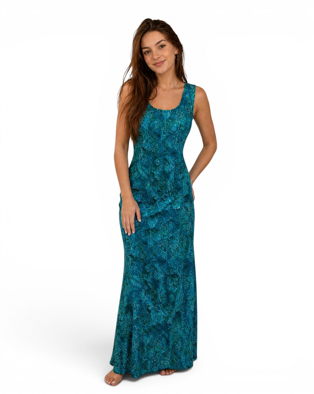 Blauwe Midi-jurk met Paisley-motief Studio I – Vintage stijl