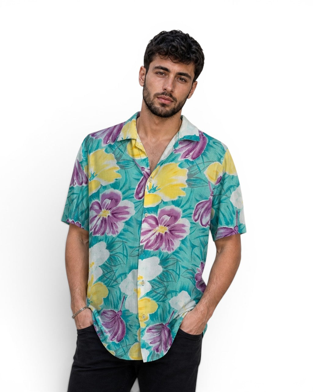 Vintage Islander Bloemen Hawaiishirt 100% Rayon Festival / Y2K / Retro Stijl