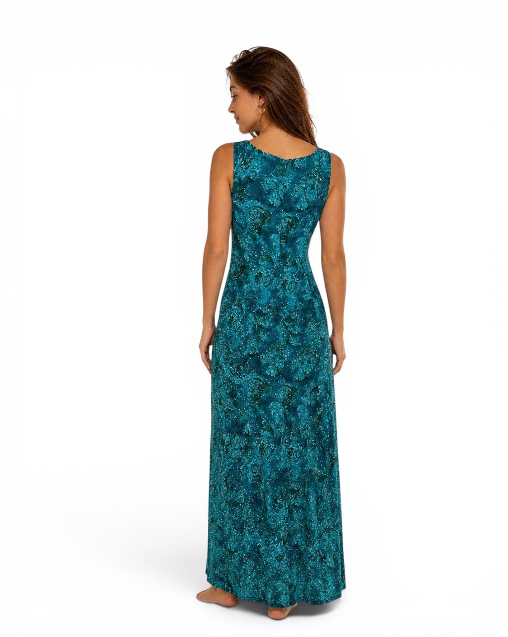 Blauwe Midi-jurk met Paisley-motief Studio I – Vintage stijl