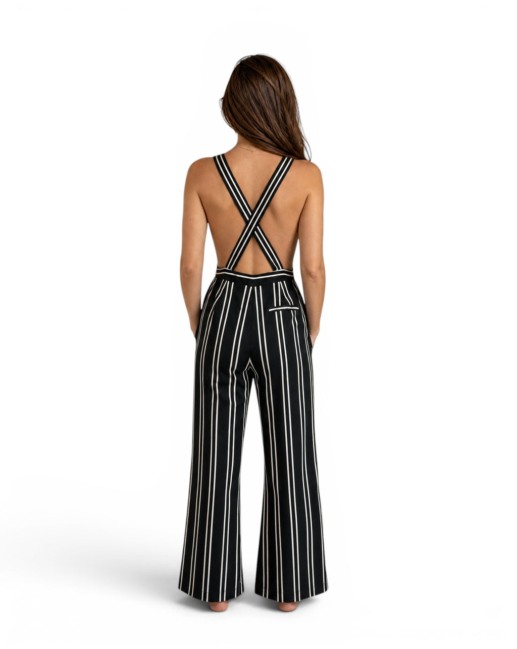 Gestreepte jumpsuit salopette zwart-wit – Vintage / Chic stijl