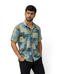 Hawaïhemd Cooke Street Honolulu 100% Katoen Vintage Mozaïek Blauw & Groen