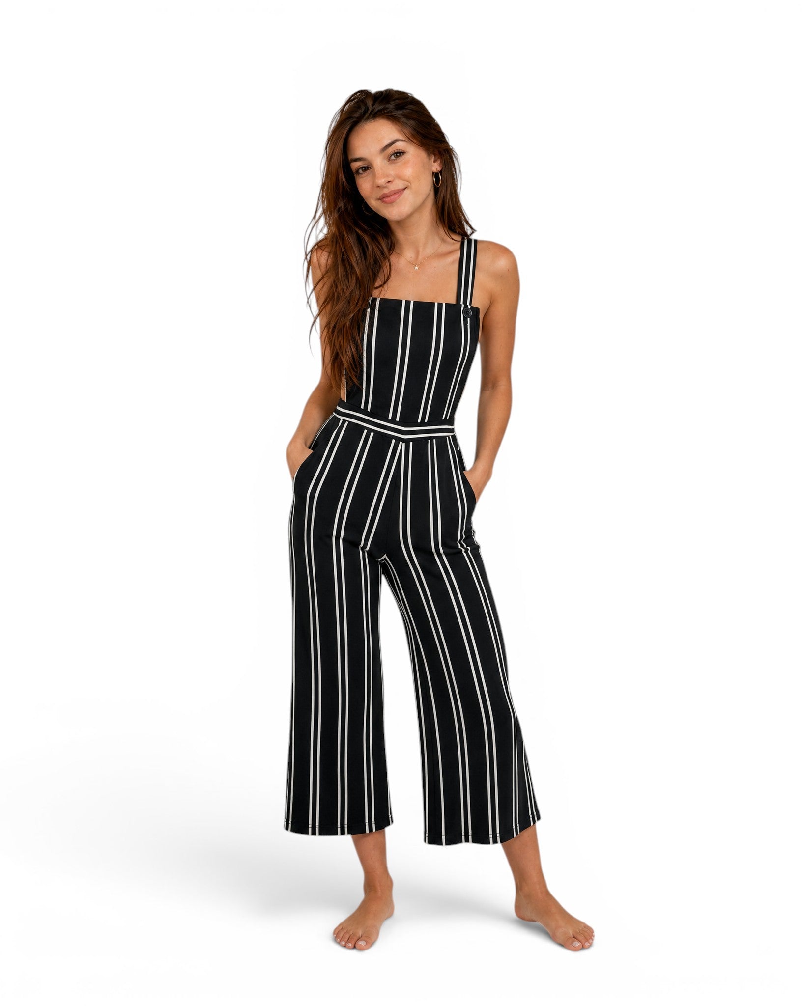 Gestreepte jumpsuit salopette zwart-wit – Vintage / Chic stijl