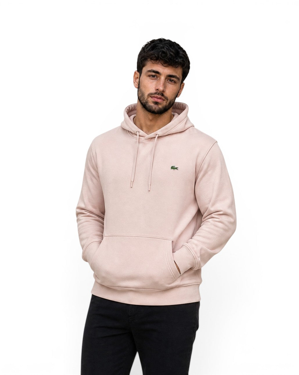 Roze Lacoste Hoodie met geborduurd logo