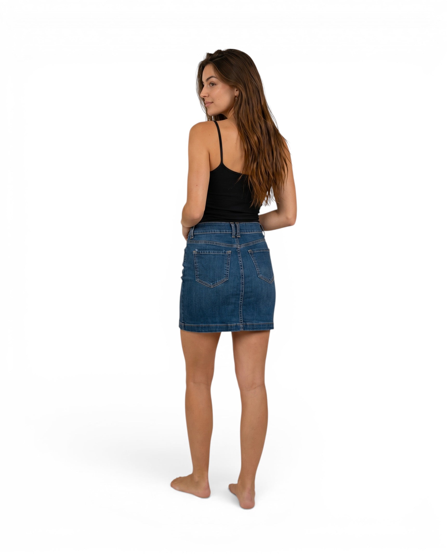Old Navy Blauwe Spijkerrok Rechte Pasvorm Kort Stretch Denim