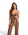 Combinaison Cut-out à rayures - Style Coachella / Festival - Pantalon fluide