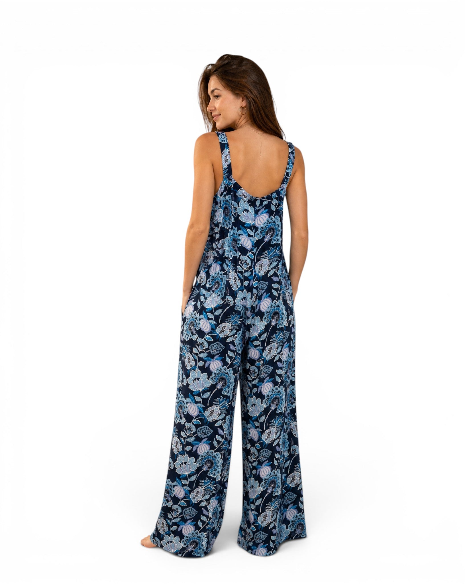 Combinaison pantalon fleurie LOFT Bleu marine 100% Rayonne
