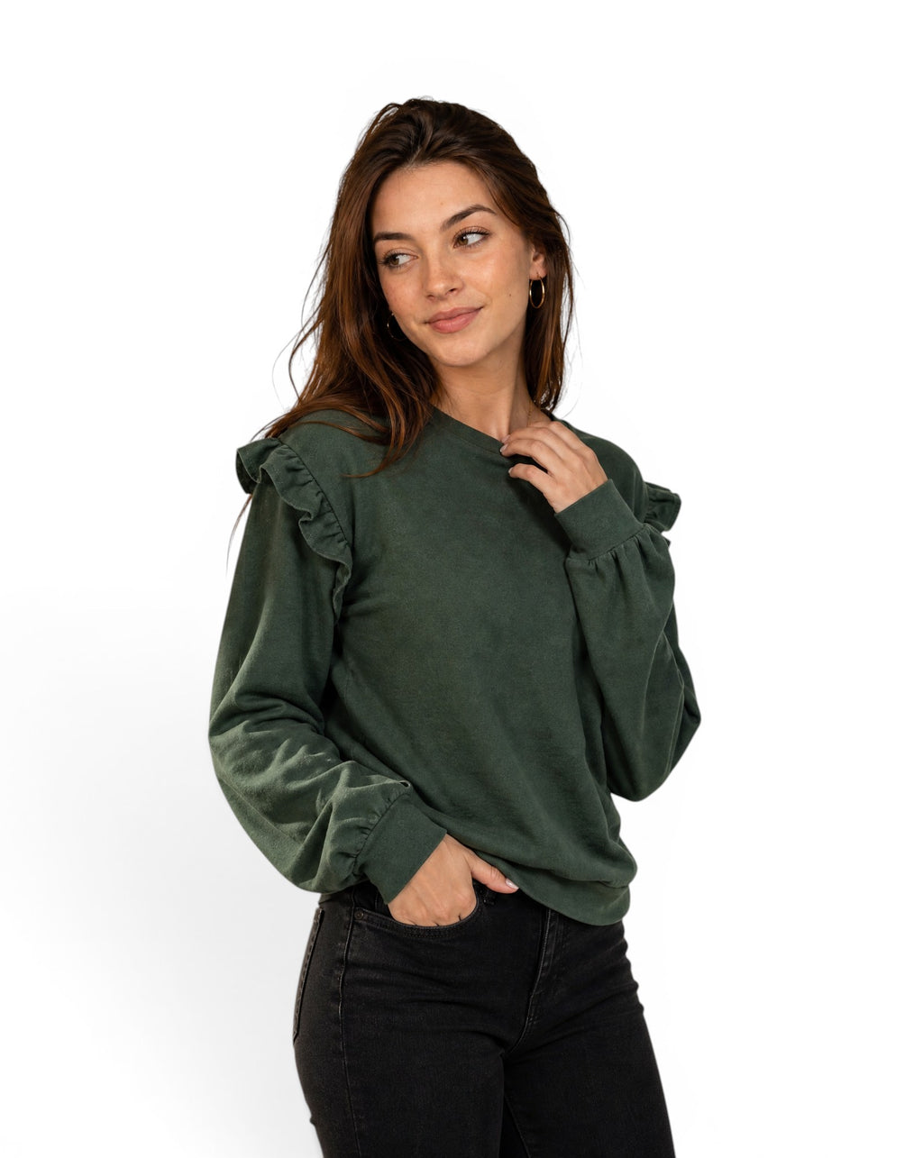 Groene lichtgewicht trui met ronde hals van Lee, oversize pasvorm