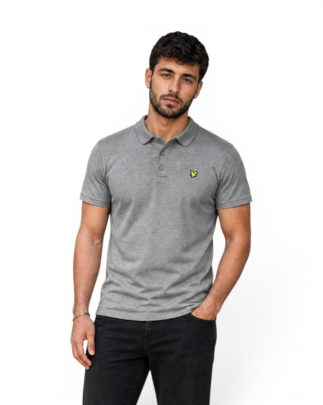 Grijze polo Lyle & Scott geborduurd rubberen logo