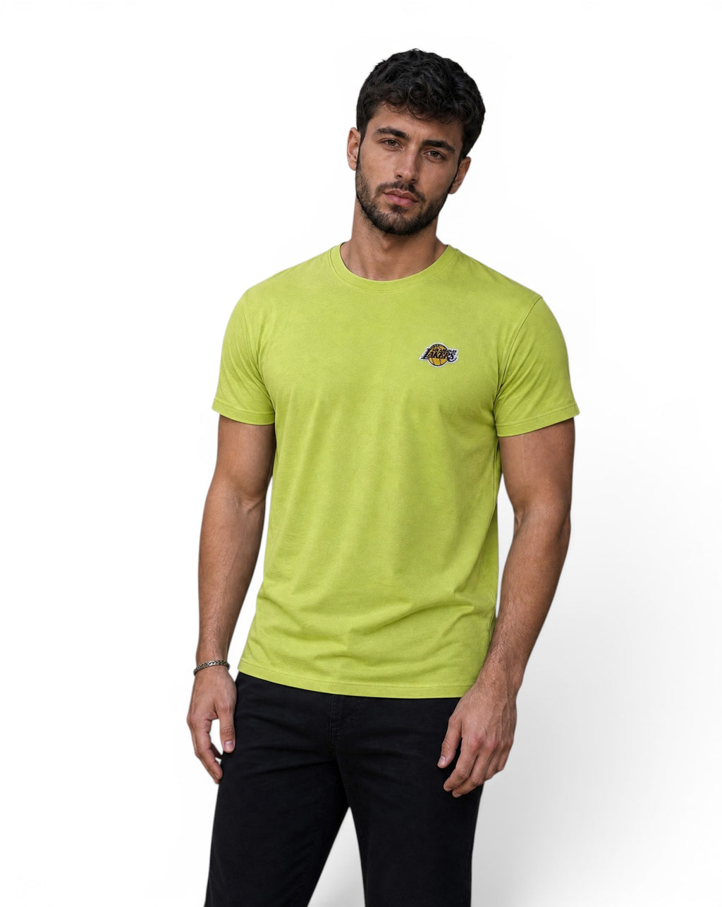 Mitchell & Ness NBA Los Angeles Lakers T-shirt met geborduurd logo - Neon Groen / Lime