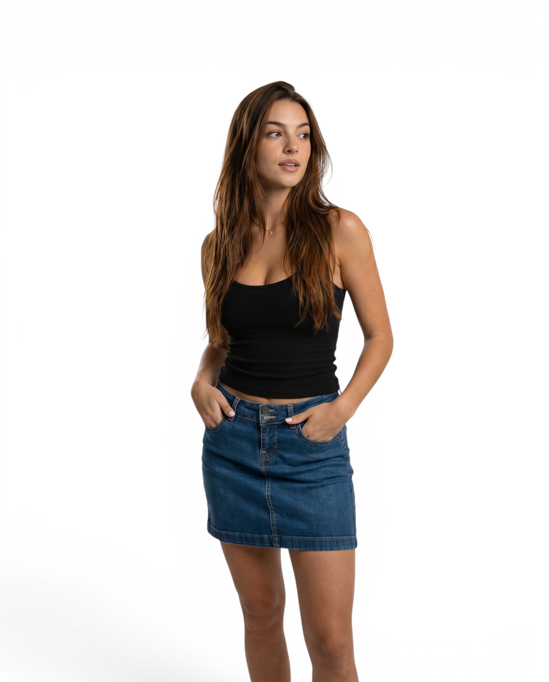 Old Navy Blauwe Spijkerrok Rechte Pasvorm Kort Stretch Denim