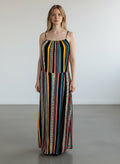 Robe longue Dos Nu Bohème - 100% Viscose - Imprimé Ethnique Multicolore