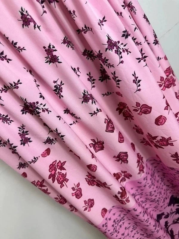 Lange mouwloze bloemenjurk roze en wit – Boho stijl