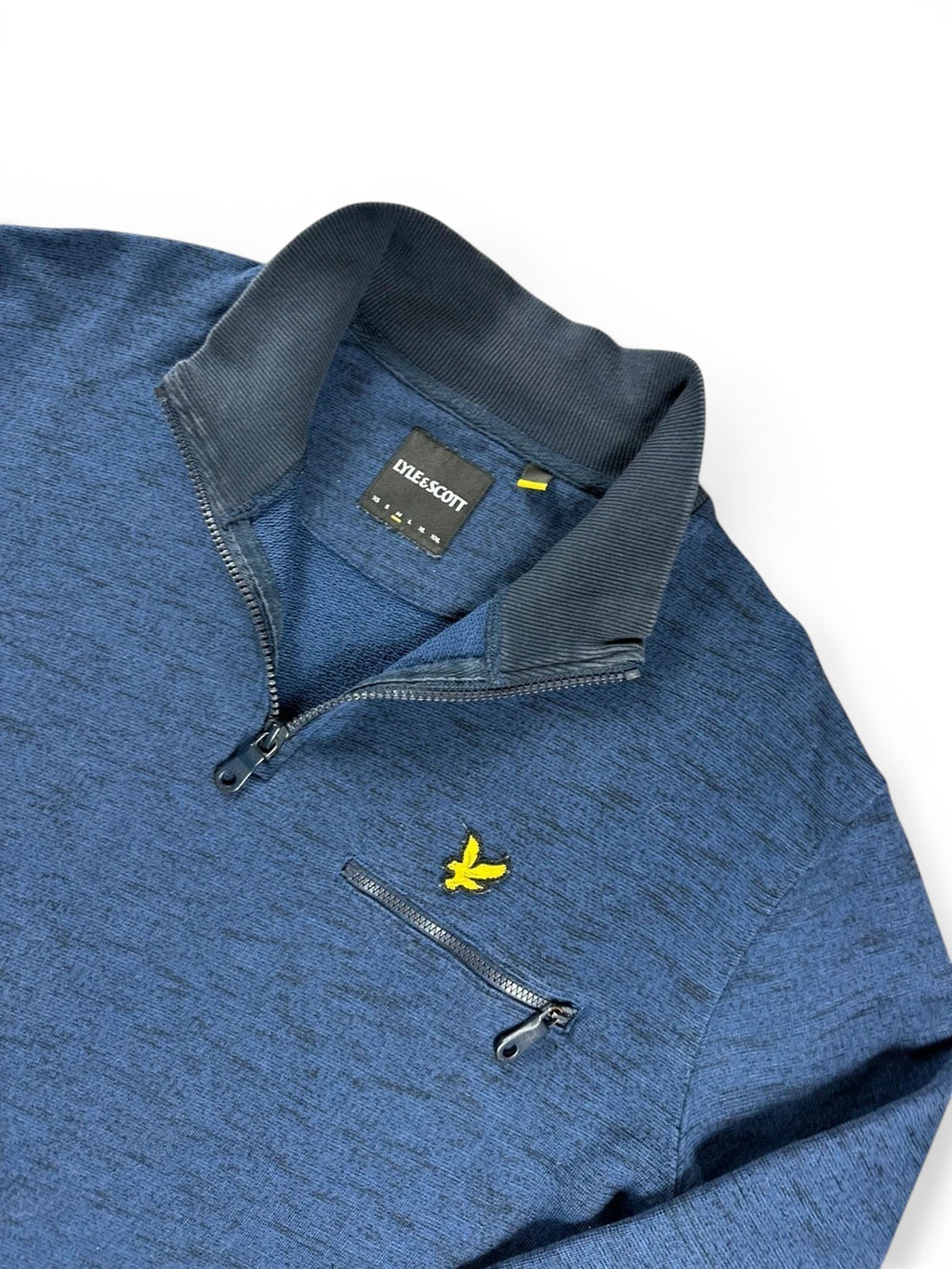Lyle & Scott half-zip trui, marineblauw met geborduurd logo
