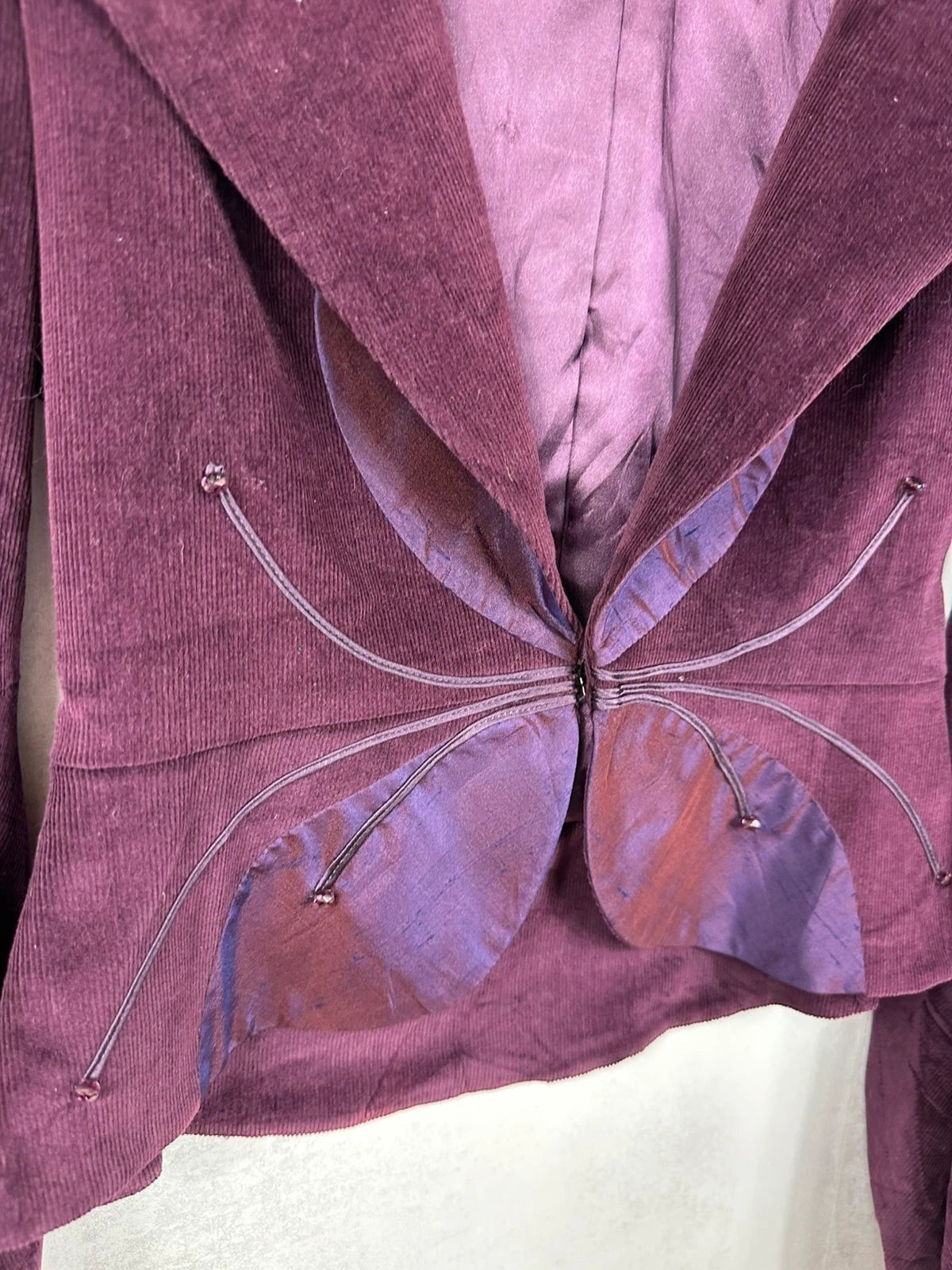 Veste velours Ingwa Melero violette vintage Y2K papillon Made in USA