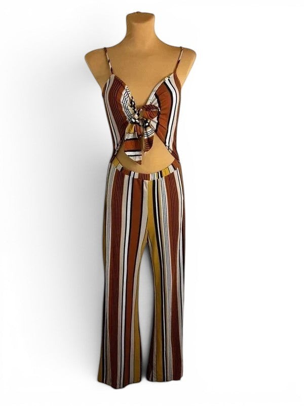 Combinaison Cut-out à rayures - Style Coachella / Festival - Pantalon fluide