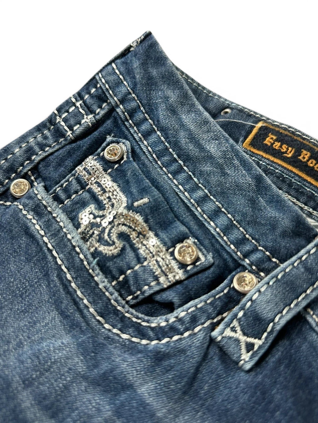 Rock Revival "Betty" Bootcut Jeans Dames Blauw Gewassen Strass