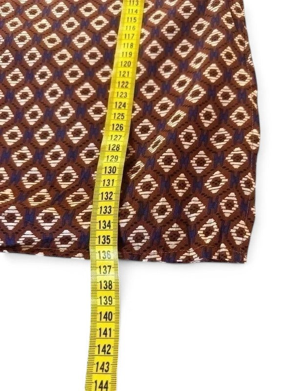 Lange bruine boho zomerjurk met ruitmotief Hayden LA – Off-shoulder