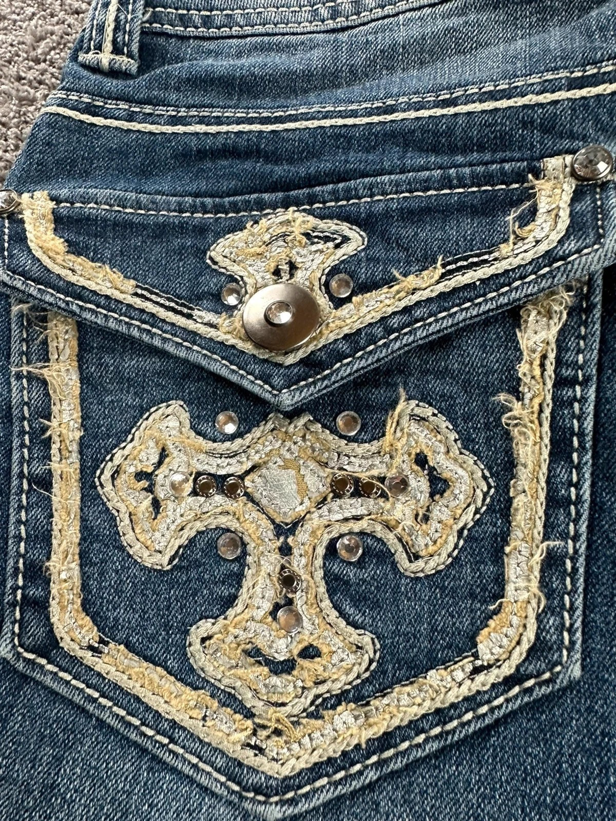 Jean Brodé Strass Cyber Y2K McBling Grunge coupe droite