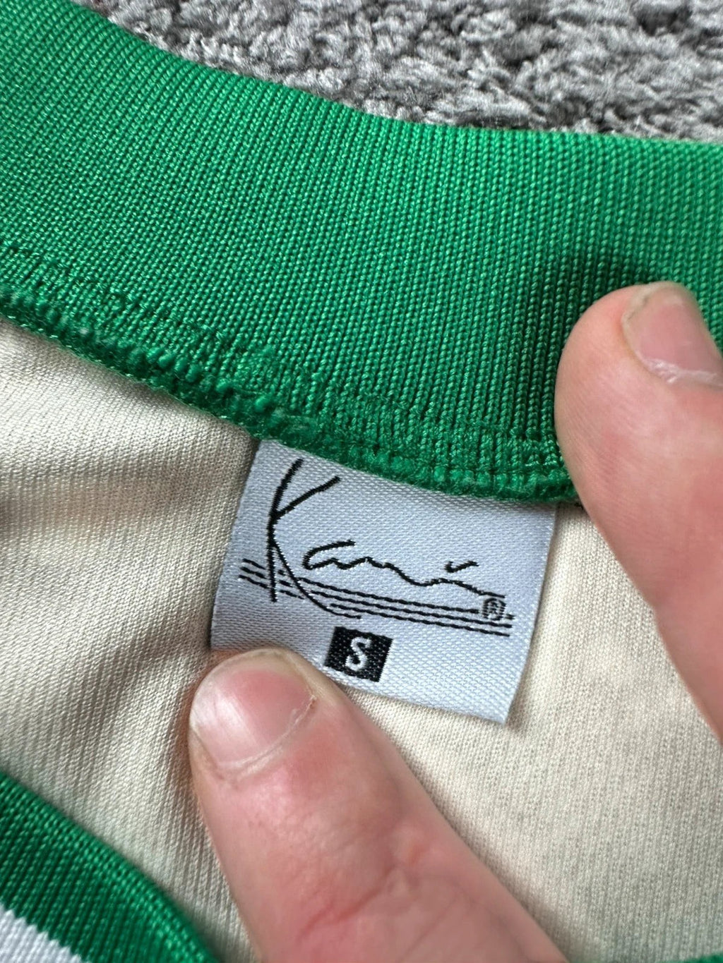 Karl Kani Vintage Basketball Jersey - Crème/Groen - Y2K Hip Hop Stijl