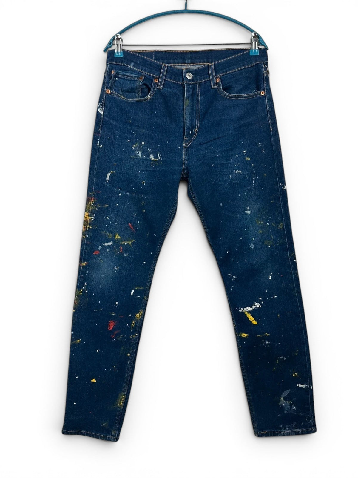 Levi's 502 Taper Jeans Donkerblauw Verfspatten / Paint Splatter