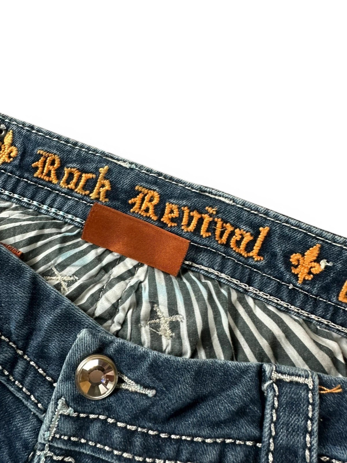 Rock Revival "Betty" Bootcut Jeans Dames Blauw Gewassen Strass