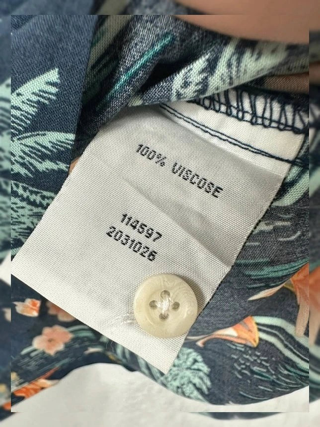 Hawaïhemd Rivers 100% Viscose Blauw Palmboom- & Oranje Lelieprint