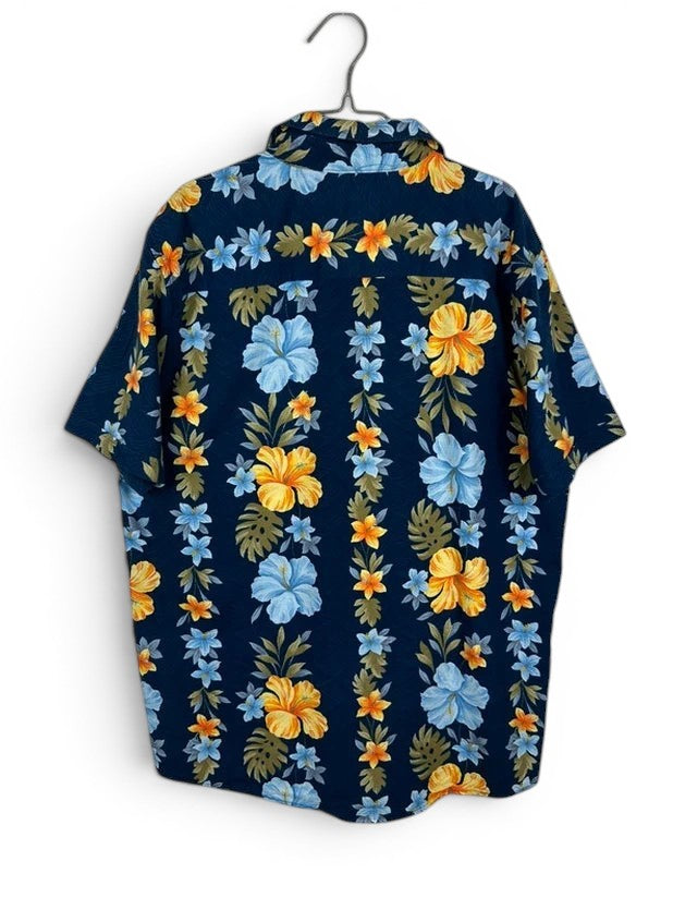 Hawaïhemd Oliver & Burke Bloemenprint Blauw en Geel
