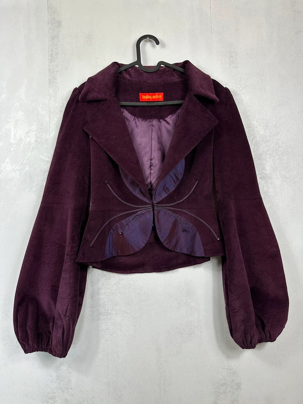 Veste velours Ingwa Melero violette vintage Y2K papillon Made in USA