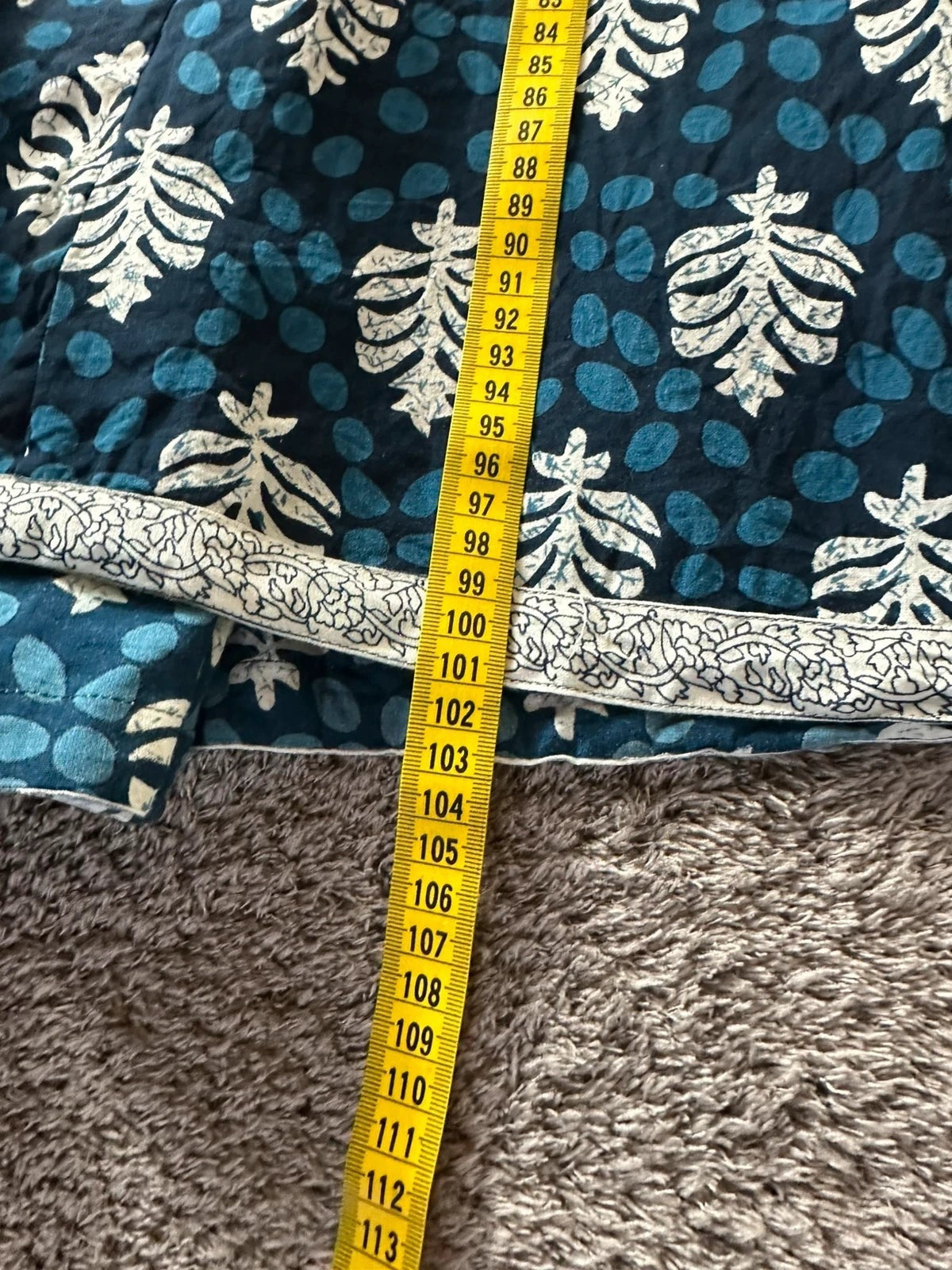 Lange Tuniek in Indiase Kurta-stijl met Florale en Geometrische Print Blauw 100% Rayon