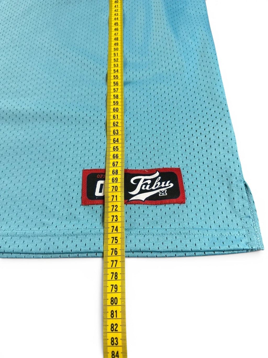 Honkbalstijl T-shirt MLB FUBU lichtblauw met geborduurde details – Oversized breed model