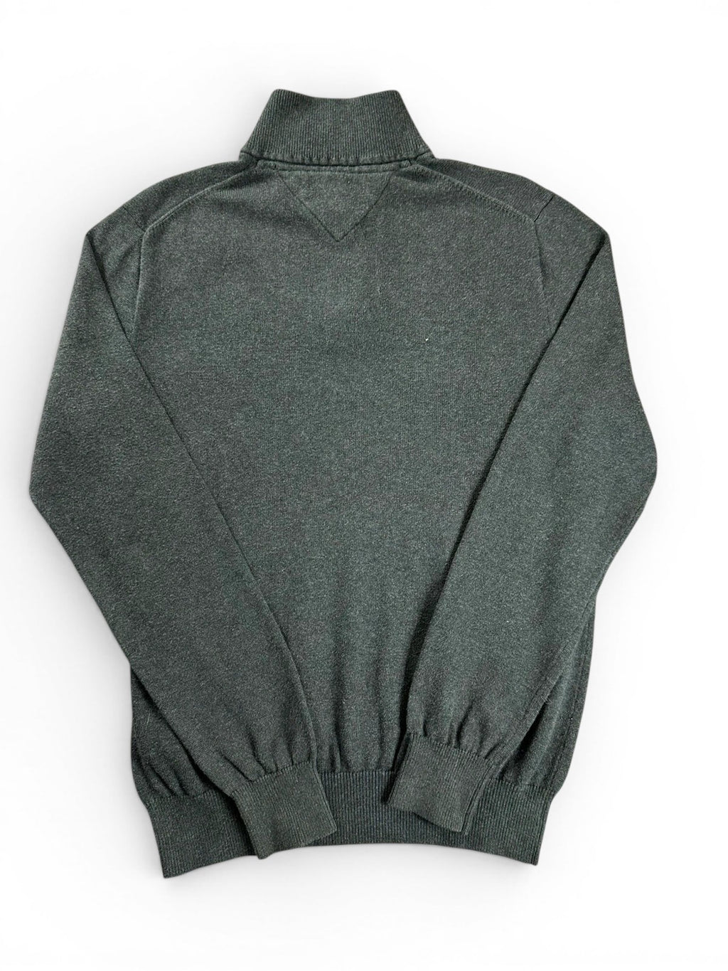 Tommy Hilfiger half-zip trui met col camionneur, donkergrijs met geborduurd logo