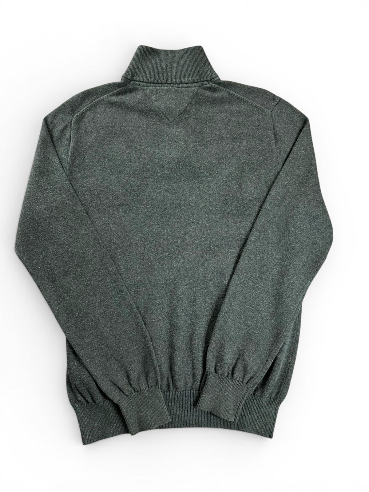 Tommy Hilfiger half-zip trui met col camionneur, donkergrijs met geborduurd logo