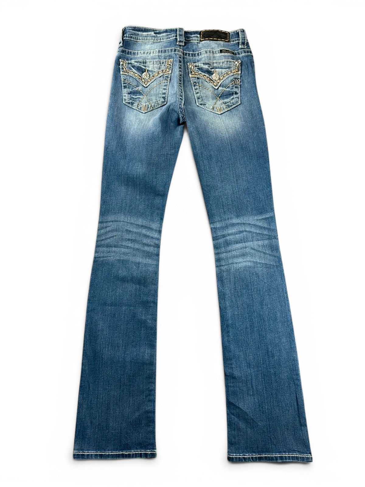 Miss Me Mid Rise Slim Bootcut Jeans Strass Y2K Denim