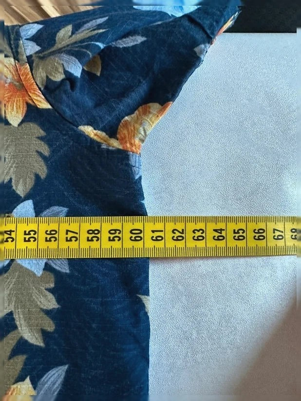 Hawaïhemd Oliver & Burke Bloemenprint Blauw en Geel
