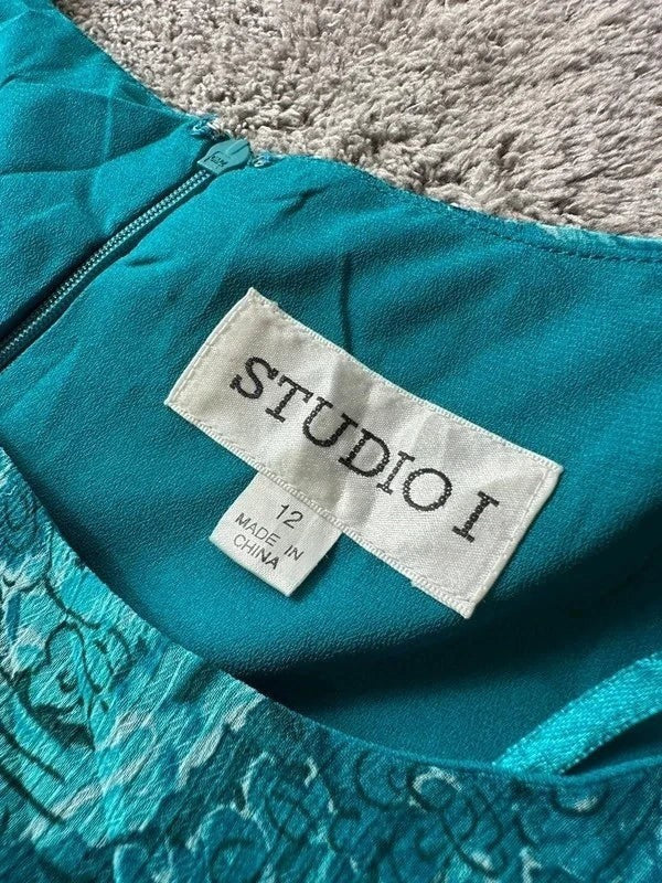 Blauwe Midi-jurk met Paisley-motief Studio I – Vintage stijl