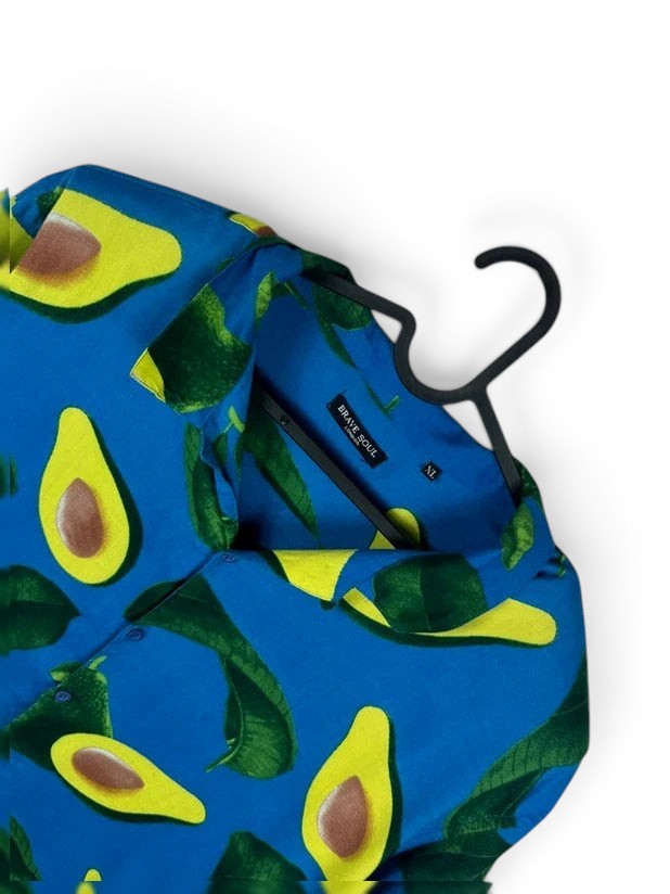 Hawaïhemd Brave Soul Koningsblauw Avocadoprint - Fun / Festival Stijl