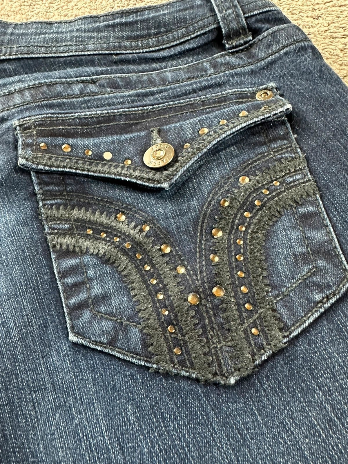 Apt. 9 Bootcut Jeans Marineblauw Strass & Borduurwerk Y2K Fairy Grunge Stijl