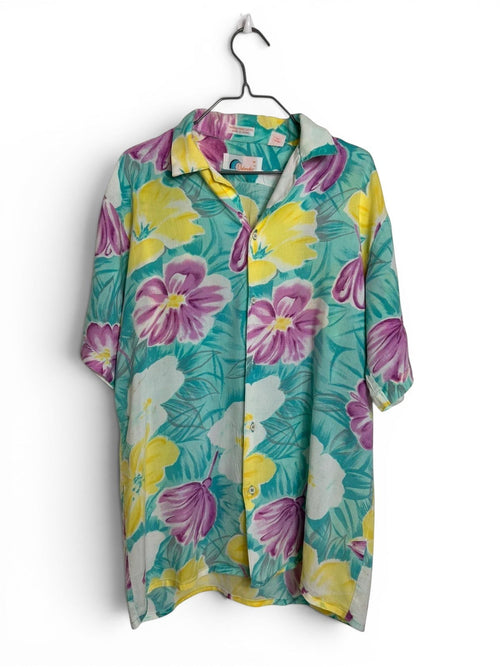 Vintage Islander Bloemen Hawaiishirt 100% Rayon Festival / Y2K / Retro Stijl