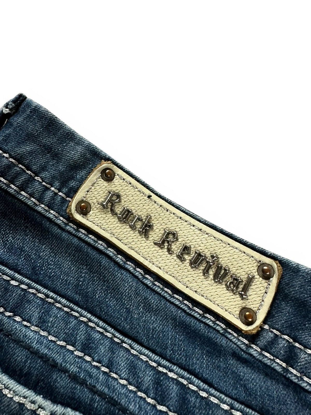 Rock Revival "Betty" Bootcut Jeans Dames Blauw Gewassen Strass