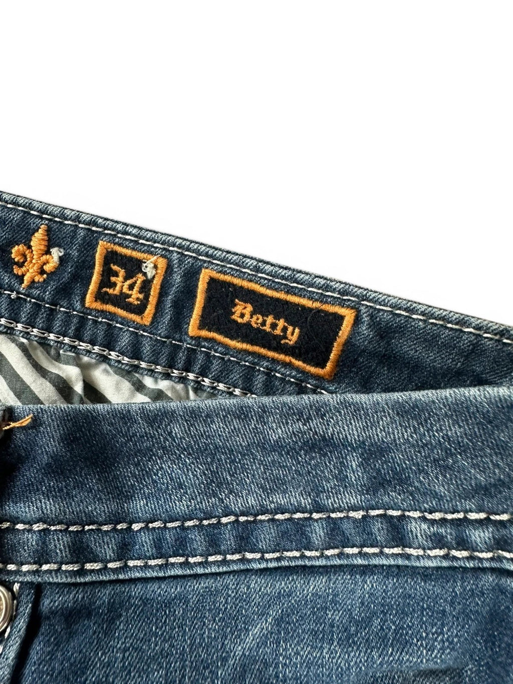 Rock Revival "Betty" Bootcut Jeans Dames Blauw Gewassen Strass