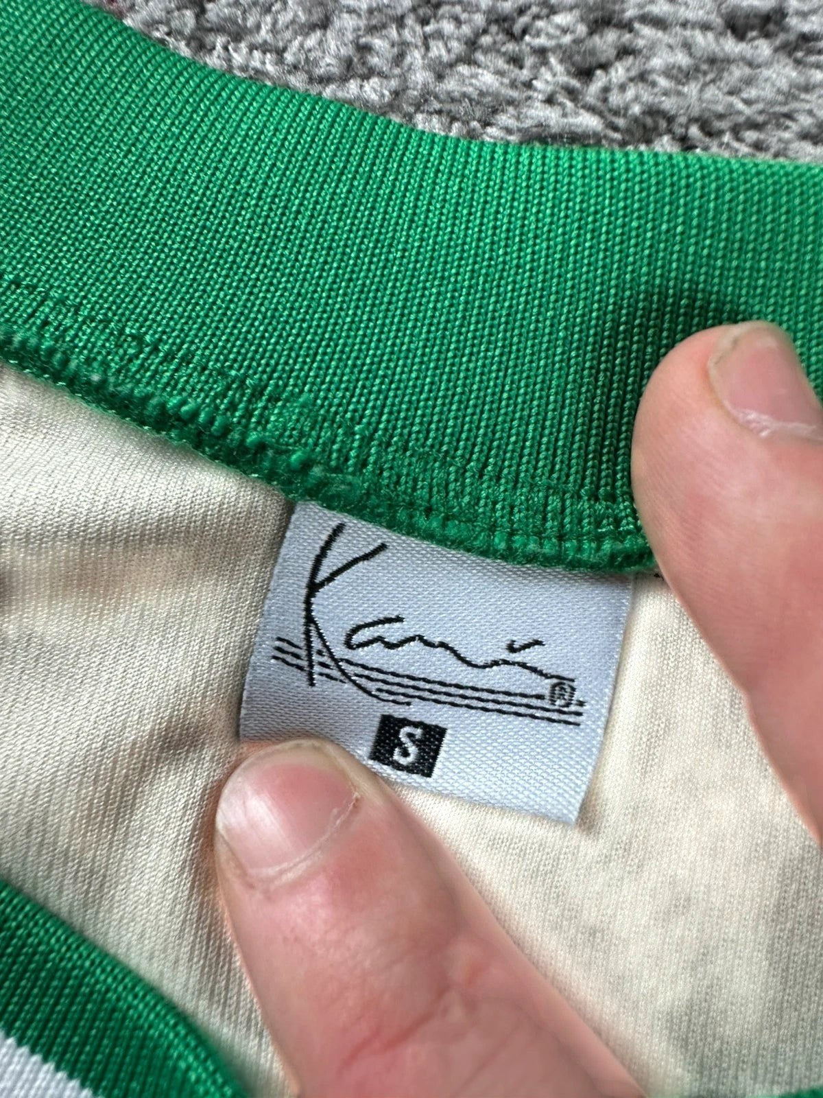 Karl Kani Vintage Basketball Jersey - Crème/Groen - Y2K Hip Hop Stijl
