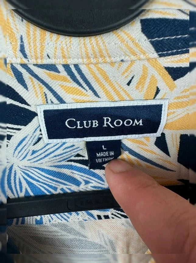Hawaïhemd Club Room 55% Zijde & Rayon Bloemenprint Geel / Blauw