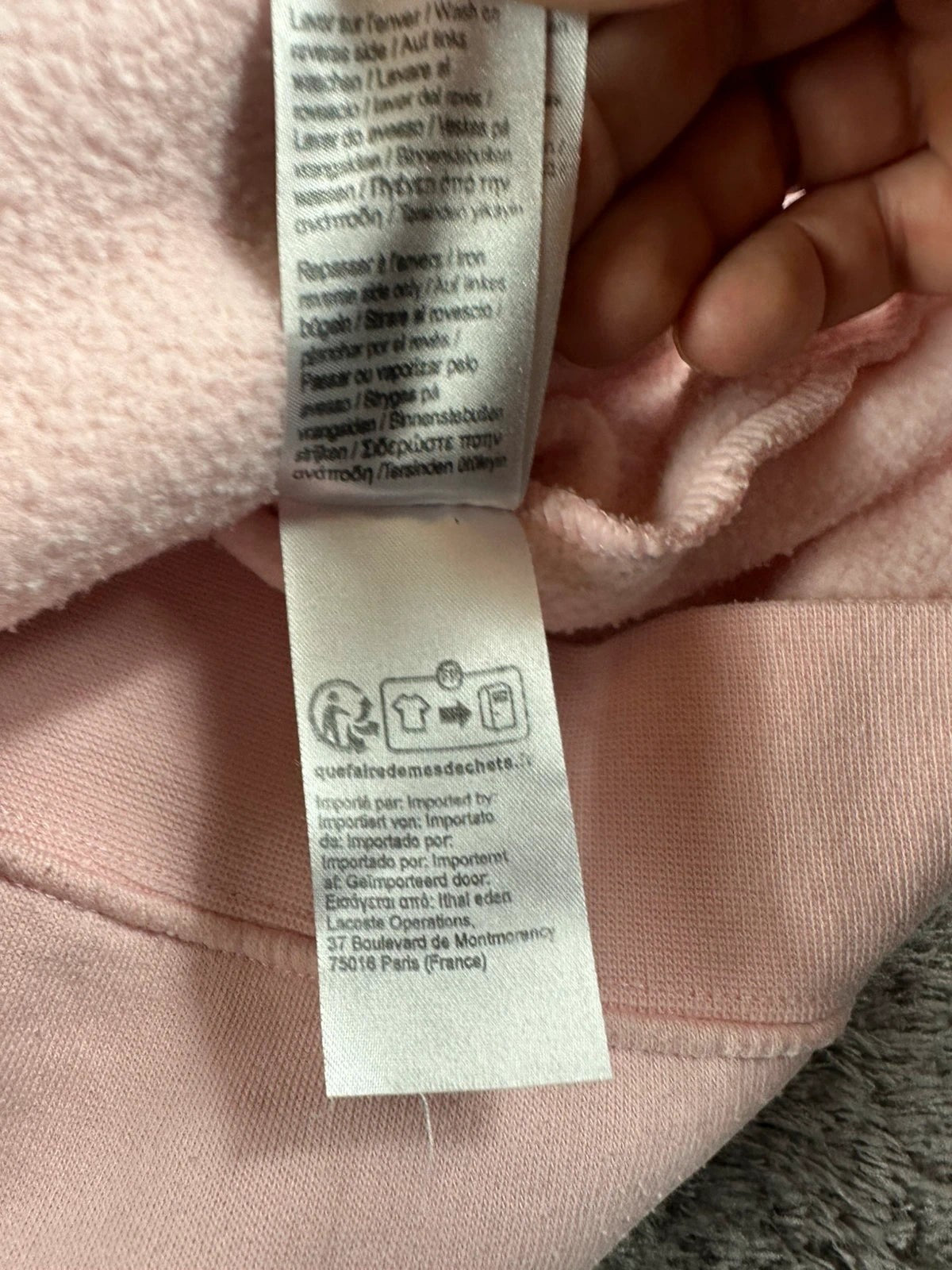 Roze Lacoste Hoodie met geborduurd logo