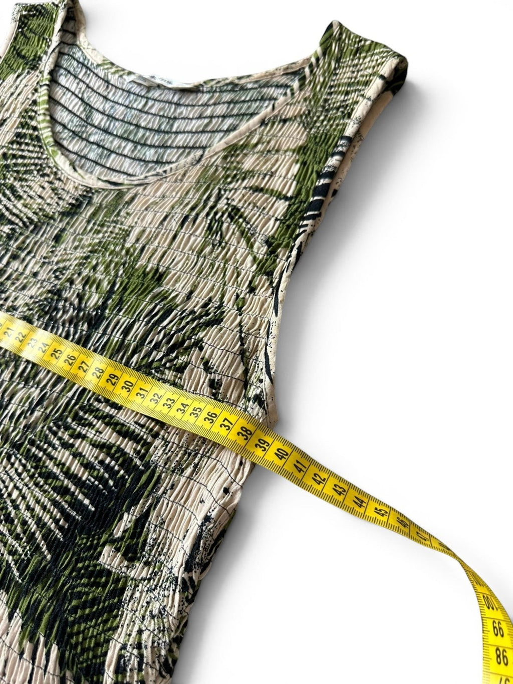 Robe Longue Fleurie Tropicale Imprimé Palmier Vert & Crème Buste Smoké 100% Rayonne