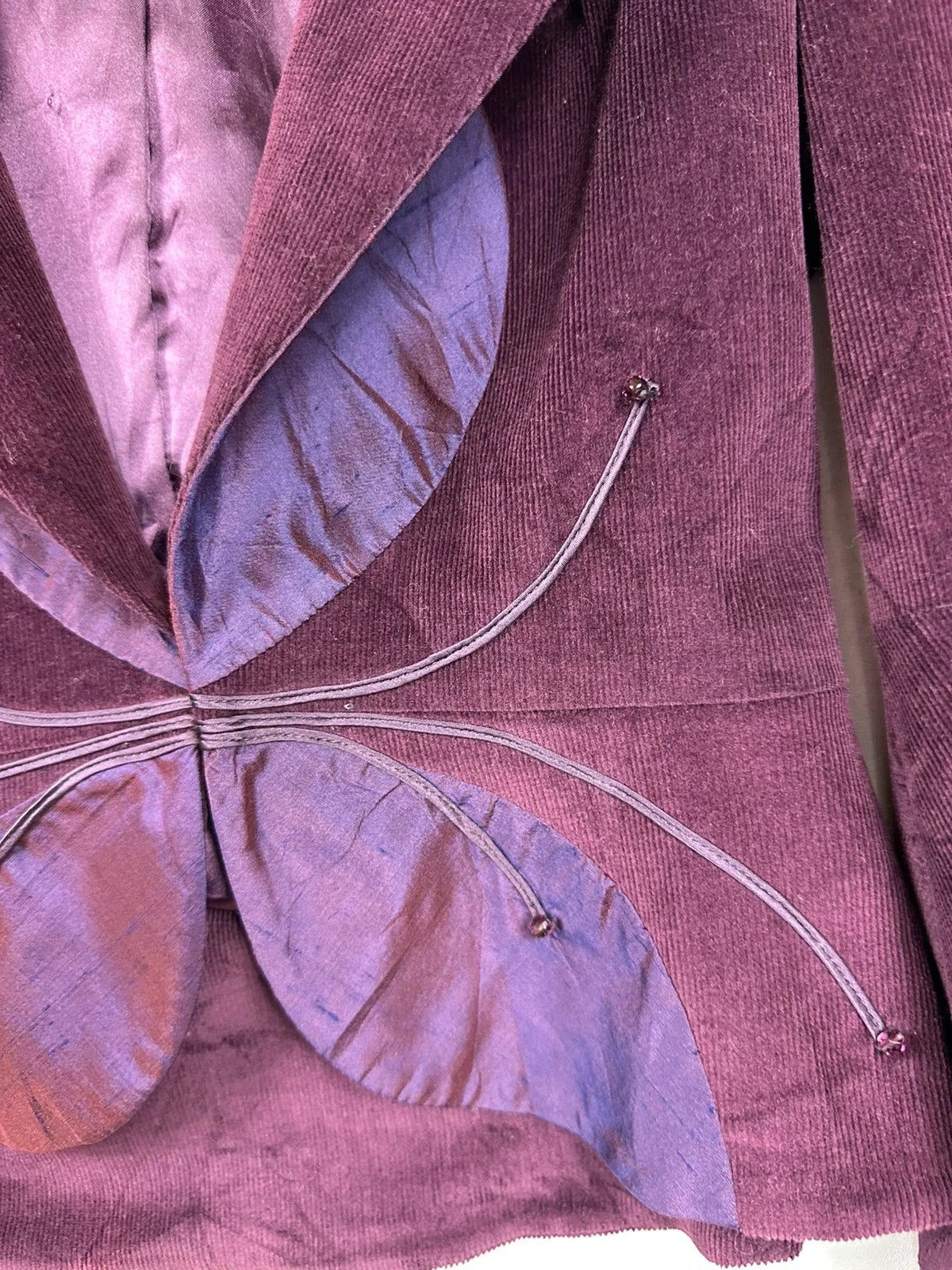 Veste velours Ingwa Melero violette vintage Y2K papillon Made in USA